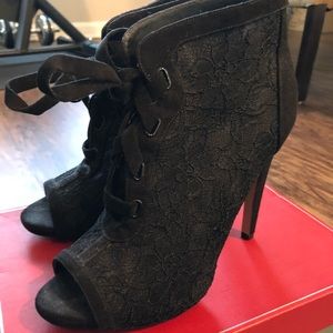 Peep toe high heel sandal bootie